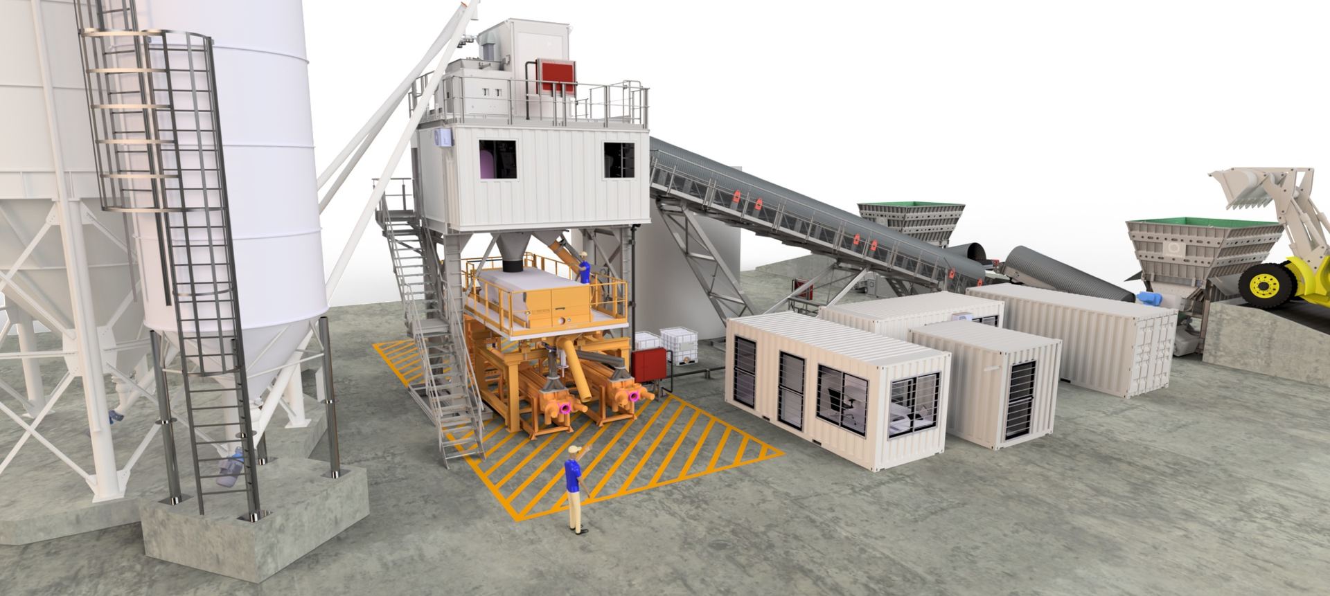 A containerised NISBAU backfill plant, engineering render