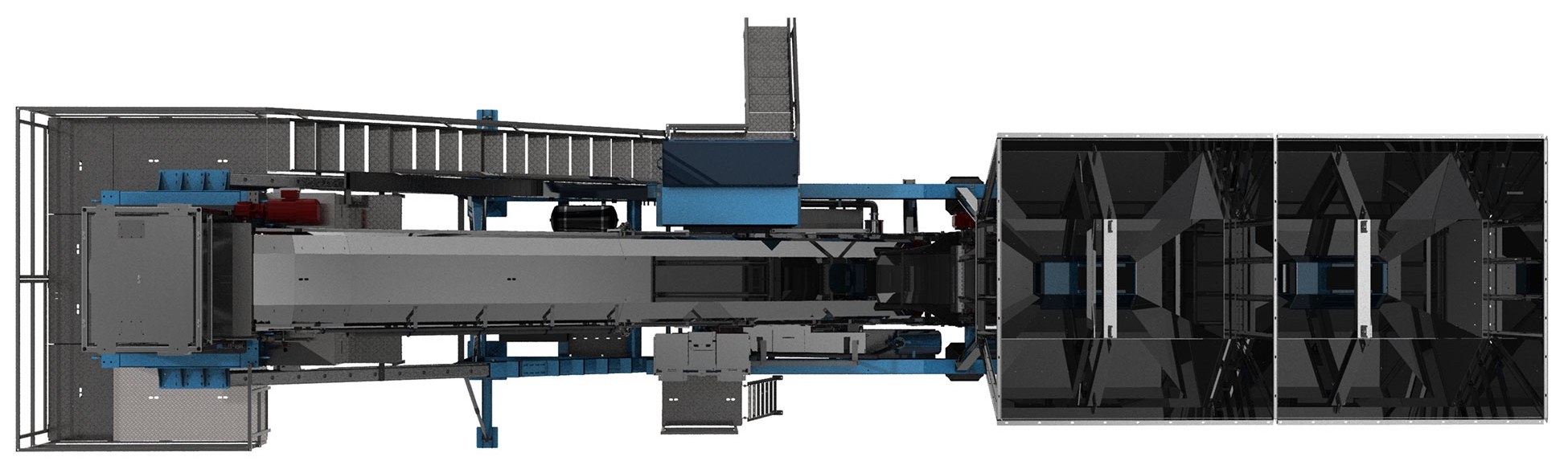 A studio render of the full NISBAU EUROMIX 60 mixing plant setup
