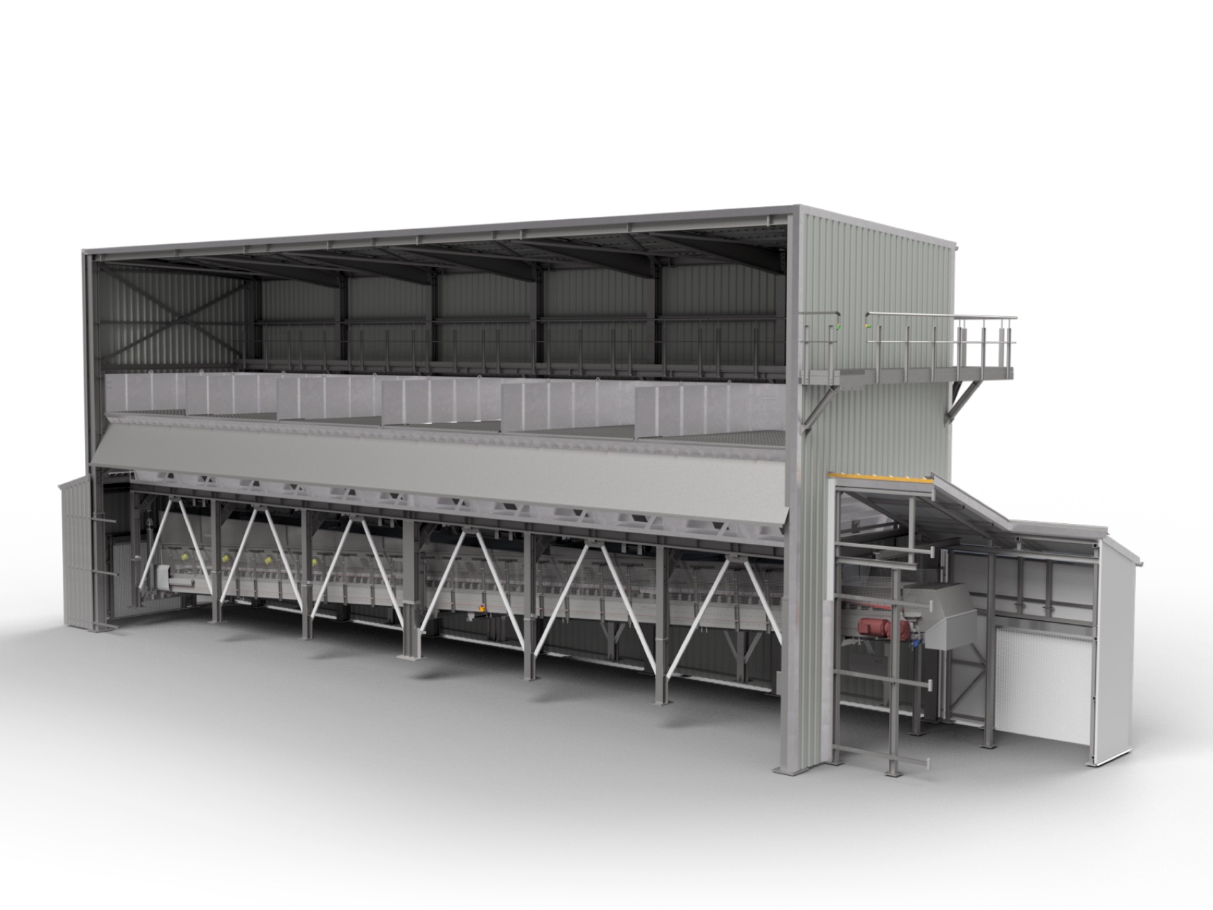 A NISBAU inline high storage aggregate solution, engineering render
