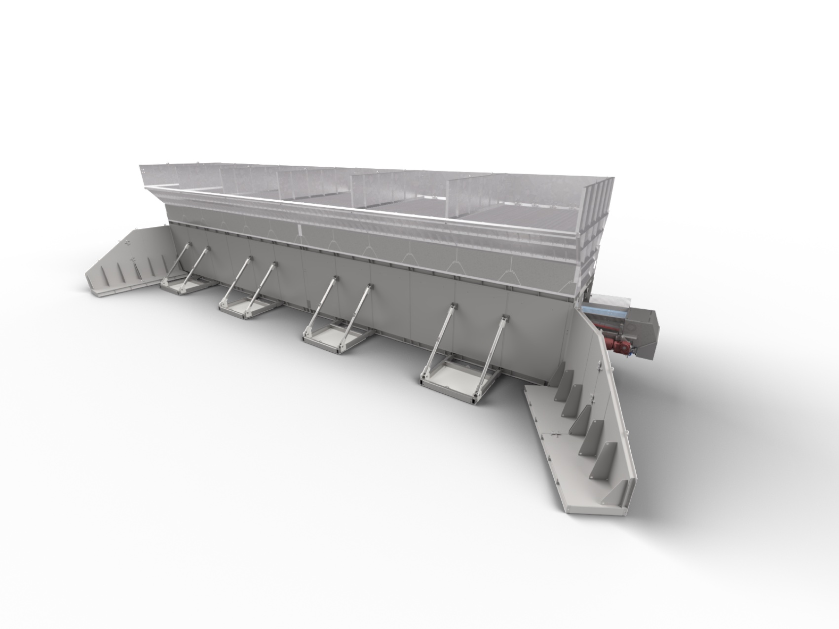 A NISBAU linear modular aggregate storage, engineering render