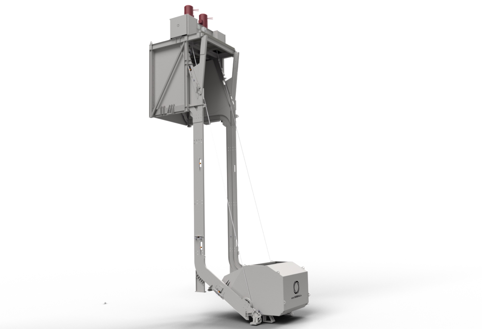 The NISBAU Kippkuebel skip unit, engineering render
