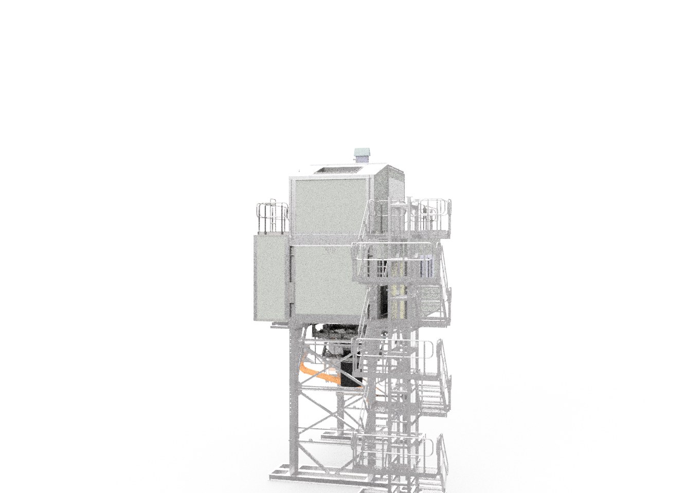 The NISBAU Performance mixing house on its support structure, engineering render