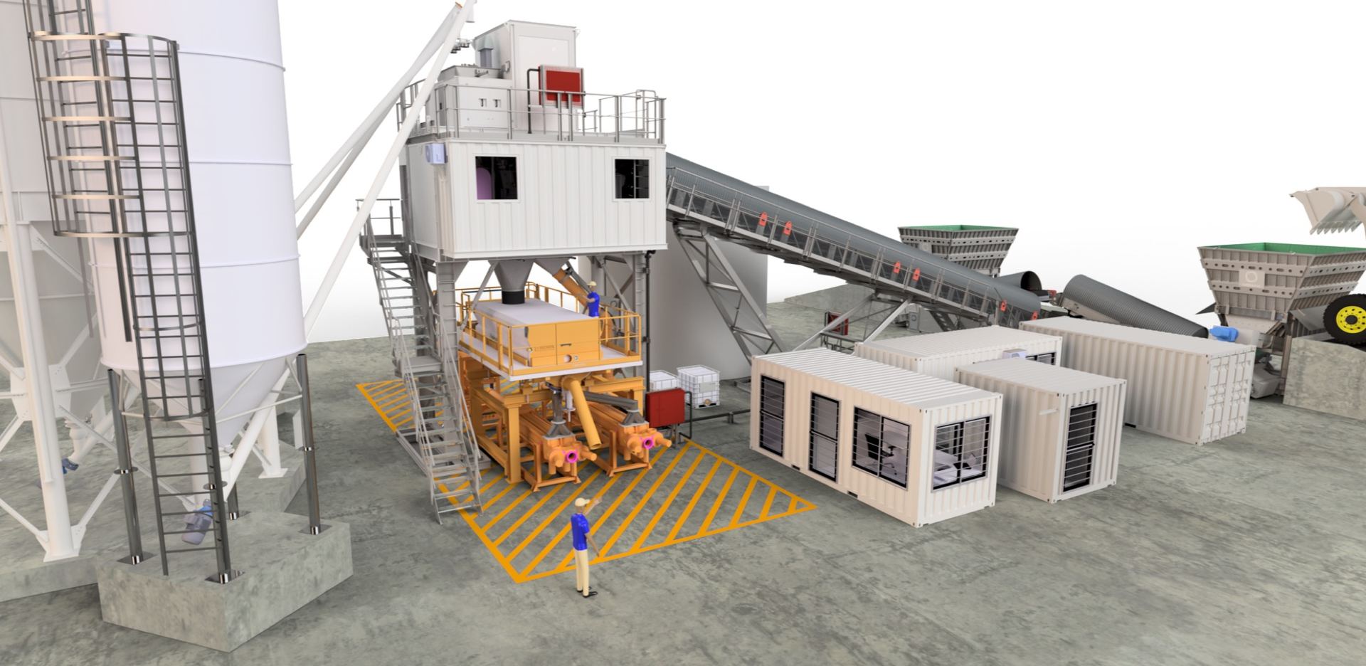 A mobile NISBAU backfilling plant with an integrated pumping station, engineering render