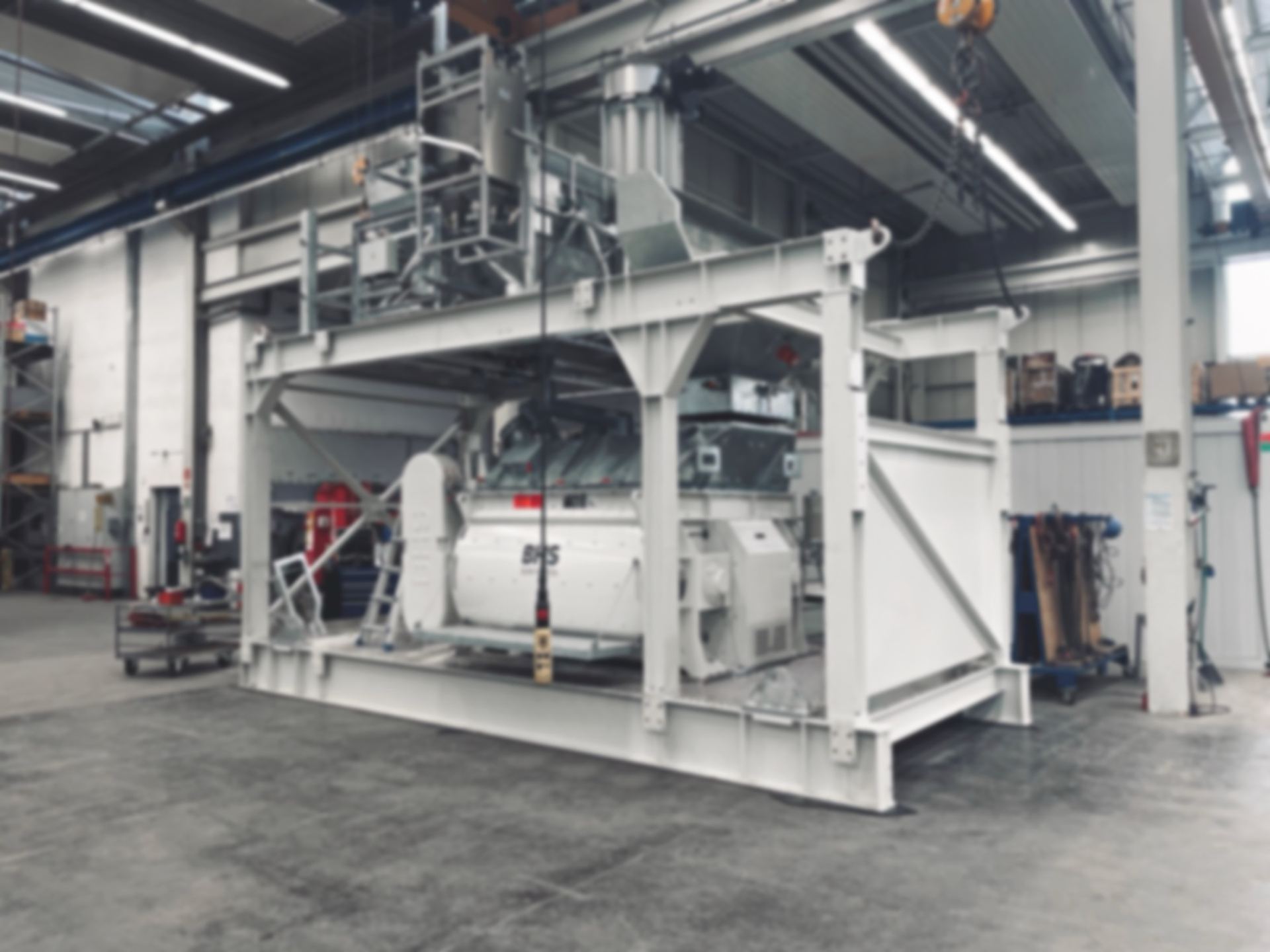 A NISBAU plant module under assembly in the works hall in Germany